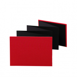 Leporello LEINEN red | 18 x 13 cm, landscape format, for 14 photos black